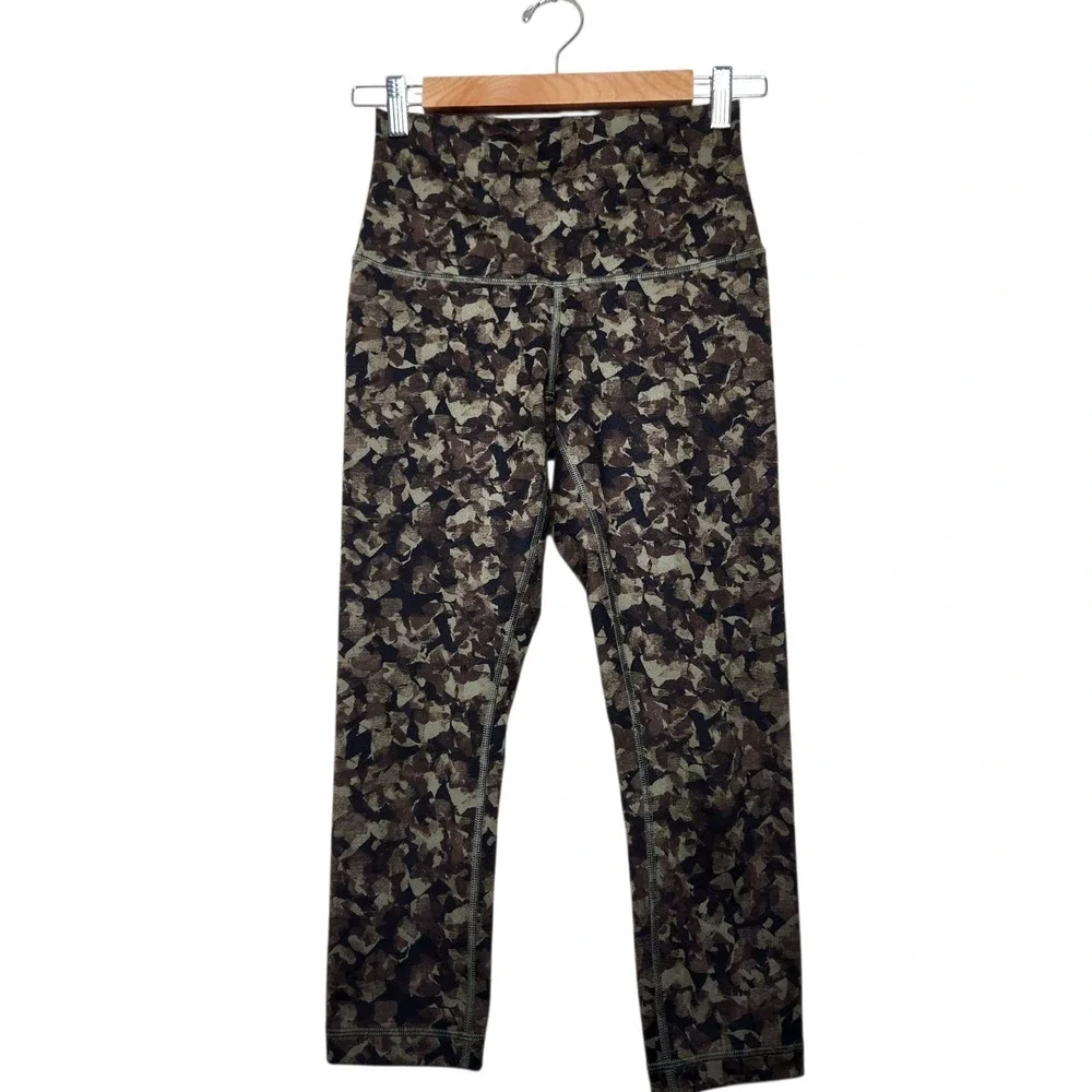 Lululemon Leggings Size 4 Womens WUnder Crop II Foldover Jungle Fatique Green - Picture 5 of 15